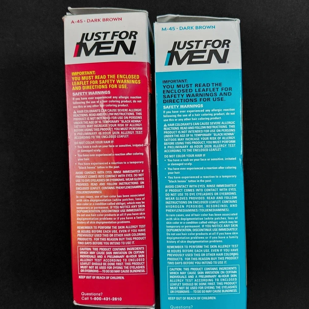 2 Pack Just For Men Easy Comb In Color Mustache Beard M45  A45 Dark Brown Dye